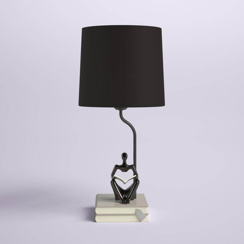 Lampe de table 20,5 po Breighana, Noir semi-lustré, Noir