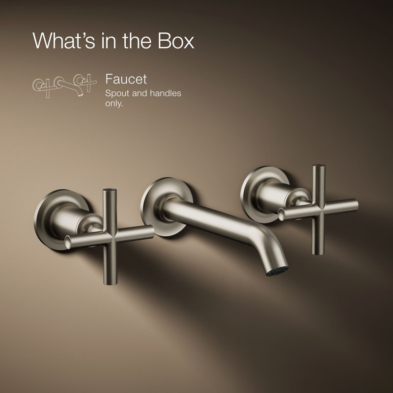 Purist® Wall-Mounted Bathroom Faucet, Vibrant Brushed Nickel, Cross Handle