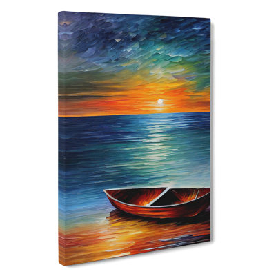 Boat At Sunset No.3 - Wrapped Canvas