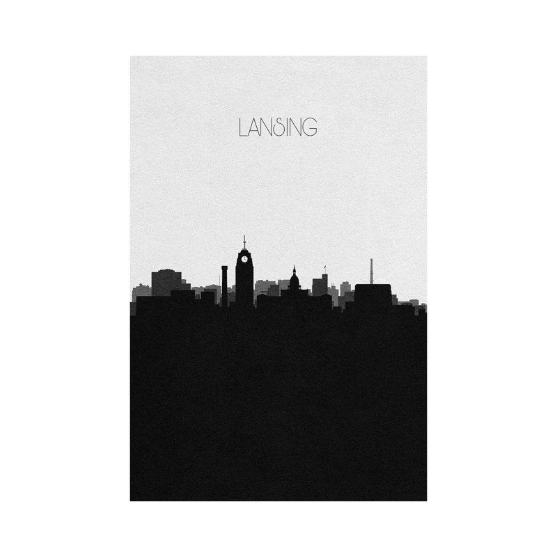 Lansing, Michigan City Skyline 1 Piece Wrapped Canvas Painting, 20.32 cm H x 30.48 cm W