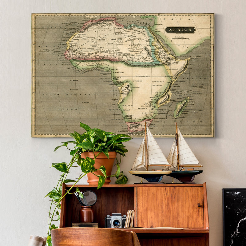 « thomson carte of africa »-reproduction d’art sur toile, H 27 po x l 18 po x P 1 po