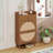 Cabinets | 2 Door 1 Drawer Double Layer Shoe Rack | Engineered Rattan | Pine Wood Feet | Entryway | Walnut Brown-1159296339