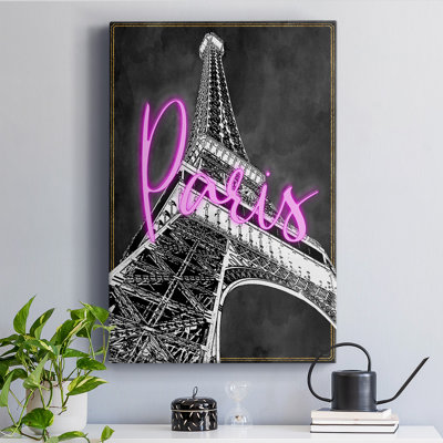Neon Nights In Paris, toile tendue avec châssis de qualité supérieure - prête à être accrochée