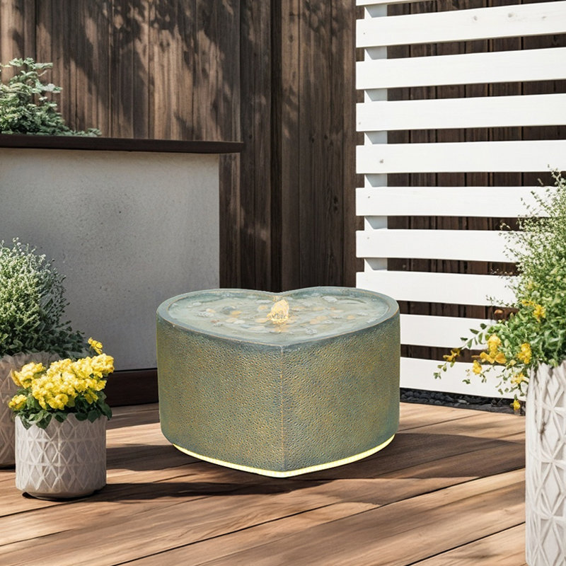 Handcrafted Floor Fountain with Lights, Gold