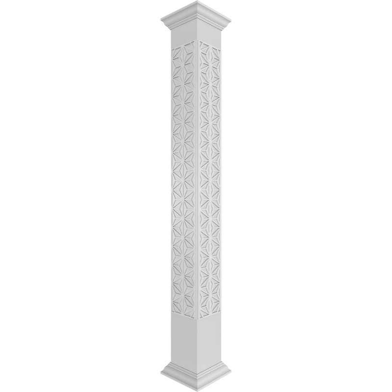 Craftsman Classic Square Non-Tapered Hampton Fretwork Column, 120" H x 11.625" W x 11.625" D