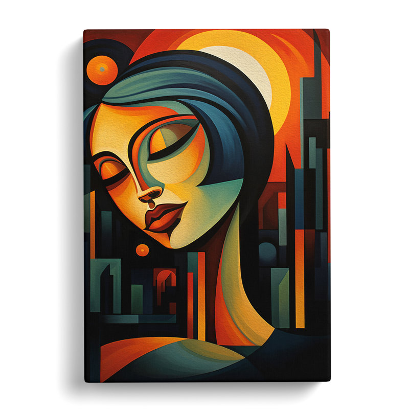 Art Sunset Cubism - Print on Canvas, 50cm H x 35cm W x 3cm D