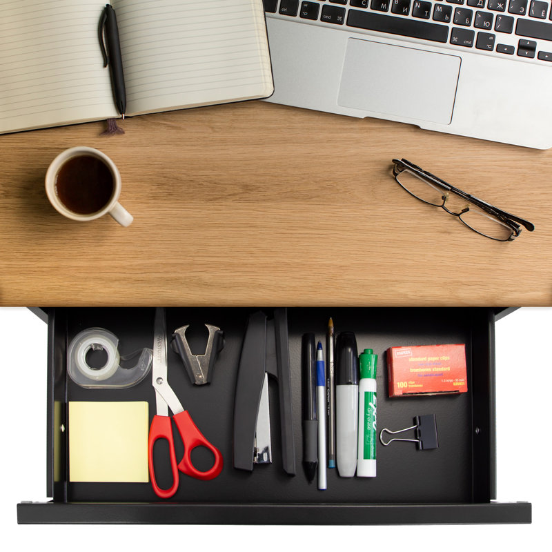 Mount-It! Under Desk Pull-Out Drawer with Lock & 2 Keys Included For Desktops, Tables & Workbenches
