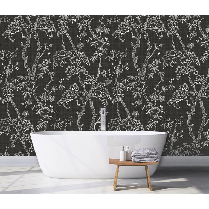 Charcoal Grey Botanical Forest Wall Mural