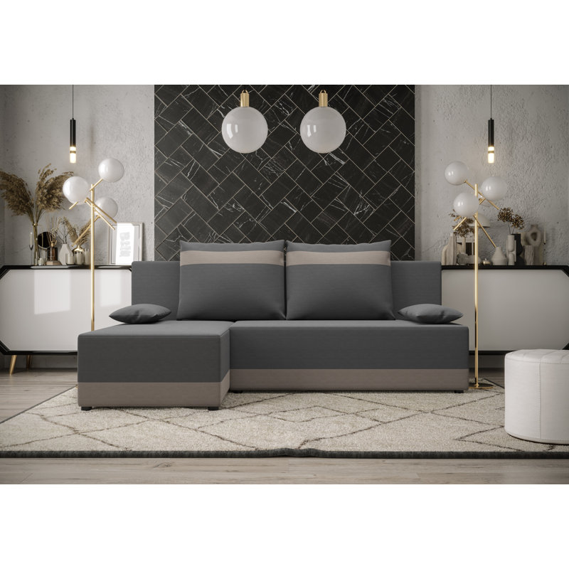 Sophiat 3 Seater Corner Sofa , Left -sided, Gray - Rainbow27/Rainbow83