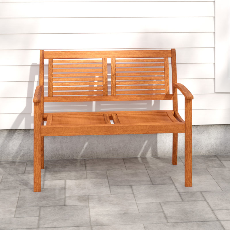 Adabpreet Wood Outdoor Bench, 90cm H x 110cm W x 58cm D