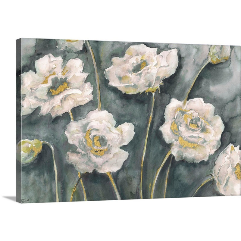 Paysage floral gris et blanc par tre Sorelle studios, reproduction d’art sur toile, H 40 po x l 60 po x P 1,25 po