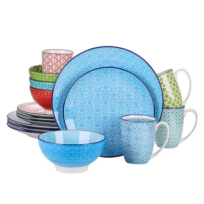 Macaron 16 Piece Porcelain China Dinnerware Set - Service for 4