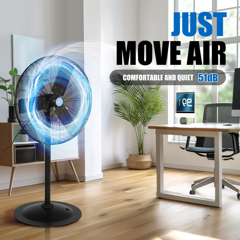 iLiving 30-Inch Black Adjustable Height Pedestal Floor Fan