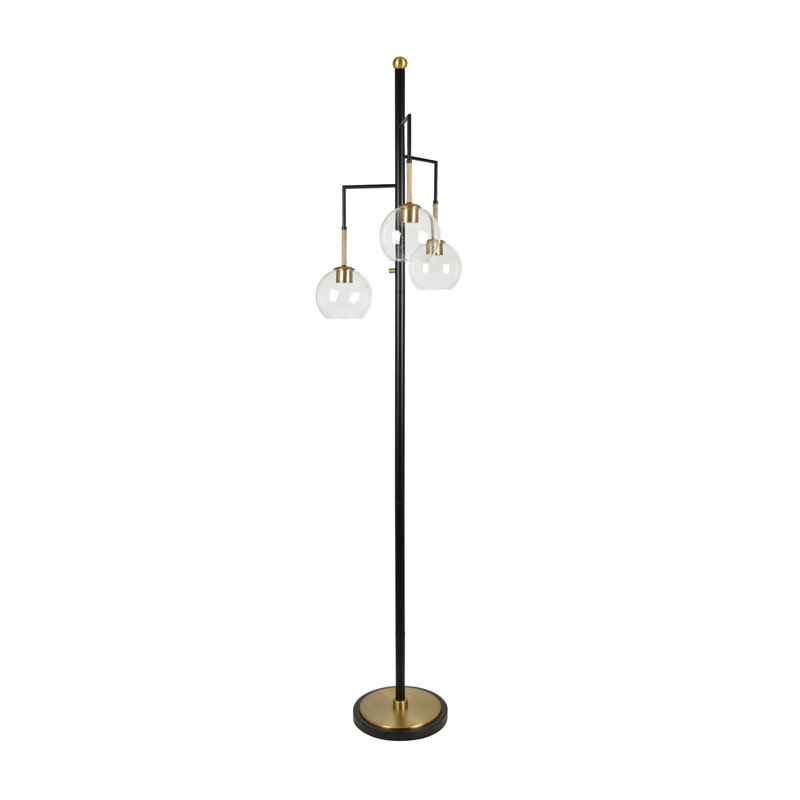 84" Metal Floor Lamp With Clear Shade