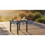 Square Metal Outdoor Side Table with Slatted Tabletop, Powder-Coated Frame