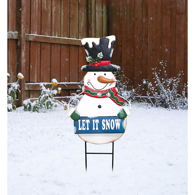 Chapeau haut de forme «Let It Snow» The Snow Aisle® Christmas Snowman, écharpe rouge / verte