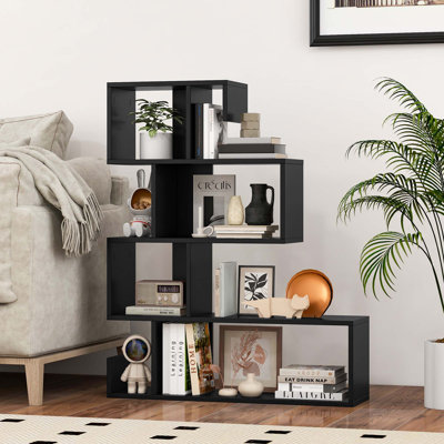 Ebern Designs 1 Pcs 5-tier S-shaped Bookshelf With Open Cubes Anti-toppling Kits Freestanding Bookcase