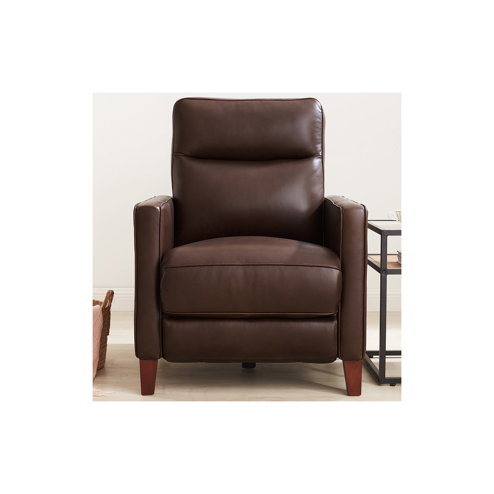 Tatum Top Grain Leather Power Recliner, Chestnut Brown Genuine Leather