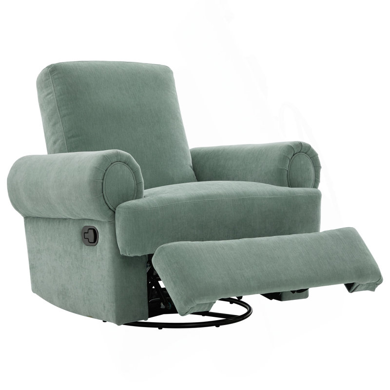 Manual Recliner Sofa Swivel Recliner Rocker Chair With Adjustable Backrest For Living Room, Bedroom, Or Nursery, Mint Green