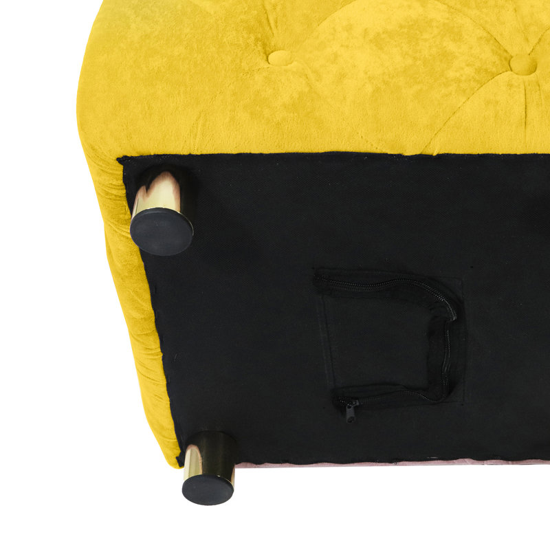 Tabouret de détente en velours jaune, Jaune