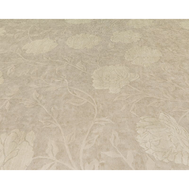 Peony Floral Area Rug in Beige/Neutral/Taupe, Rectangle 3' x 5'