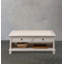 Table basse à quatre tiroirs en bois blanc massif.-110956624