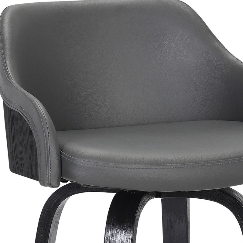 Tabouret de bar pivotant en similicuir, Tabouret de bar (siège d’une hauteur de 30 po), Siège gris / cadre noir