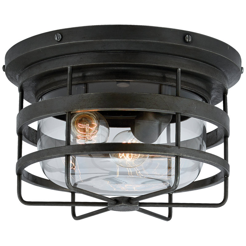 Ralph Lauren Crosby 2 Light Flush Mount, Clear Glass, Polished Nickel