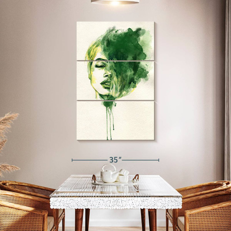 Leisha, portrait à l'aquarelle abstraite, H 32 po x l 20 po