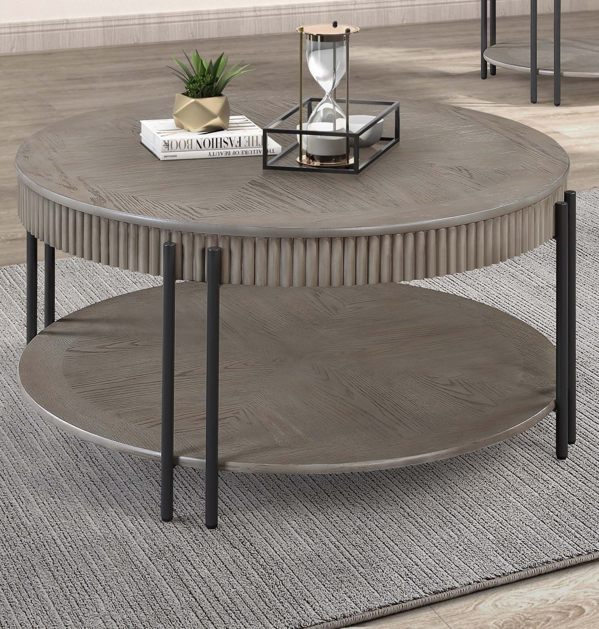 Latitude Run® 1Pc Contemporary Round Coffee Table With Storage Shelf ...