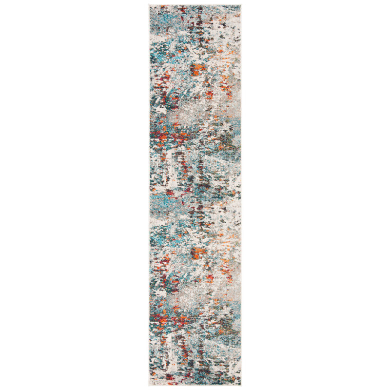 Tapis gris / bleu Gammage, Tapis de couloir 2 pi x 8 pi, Grey/Blue