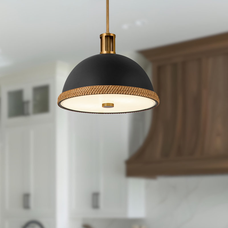 Luminaire suspendu en dôme à 2 lumières Doral, Noir mat, H 12,75 po x l 16,38 po x P 16,38 po
