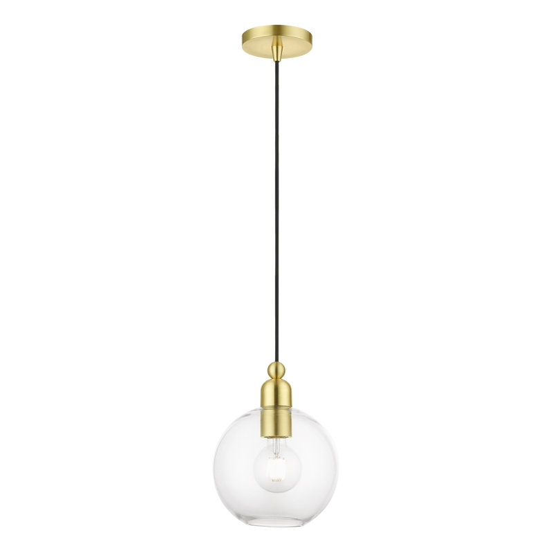 Luminaire suspendu en dome à 1 lumière, Laiton satiné