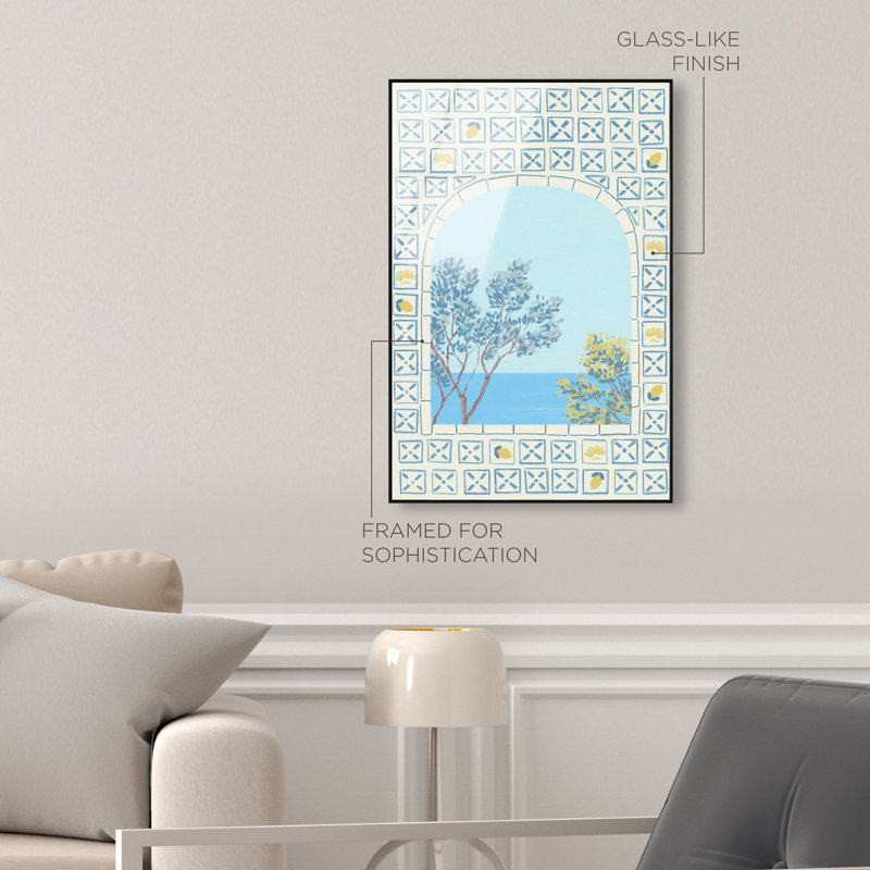 Mediterranean Window Print by Oliver Gal, 16"H x 11"W, Black Floater Frame