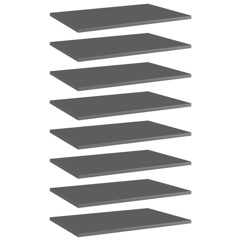 Adiyan 1.5cm H Bookcase, High Gloss Grey, 1.5cm H x 60cm W x 40cm D