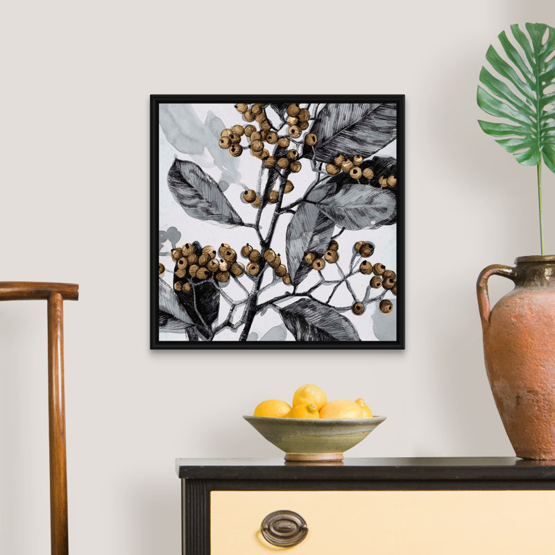 Reproduction d’art sur toile, "Holly Shadow I" par Emma Caroline, H 22 po x l 22 po x P 1,75 po, Cadre noir