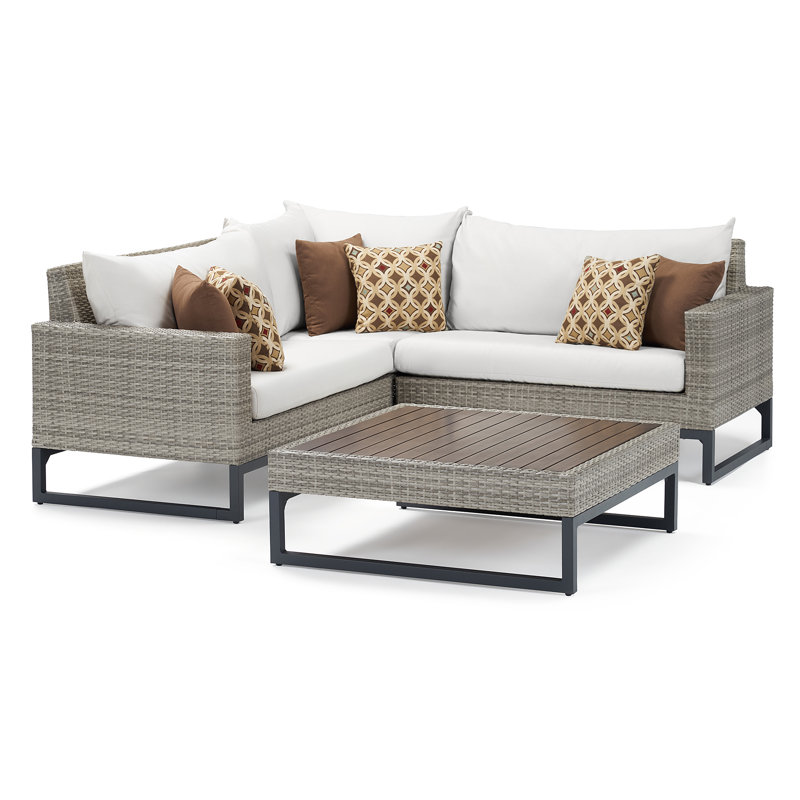 Sameko Outdoor 4 - Piece Conversation Set, Gray, Bliss Ink Sunbrella®
