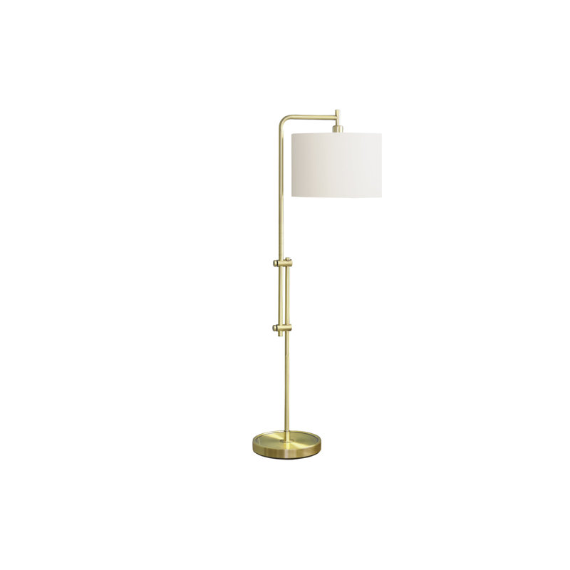 63" Contemporary Brass Floor Lamp with Ivory Cream Shade - Modern Tall Floor Lighting for Living Room
