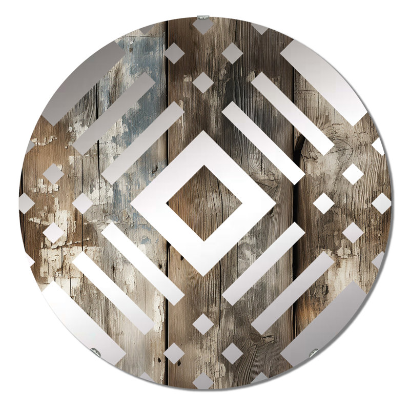 Planches rustiques en bois rustique - Miroir décoratif à losanges, 23,6 po x 23,6 po
