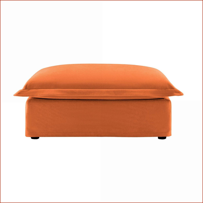 Sofa, Modern Koala Orange with Removable Covers | Wood | Black, Orange Chenille