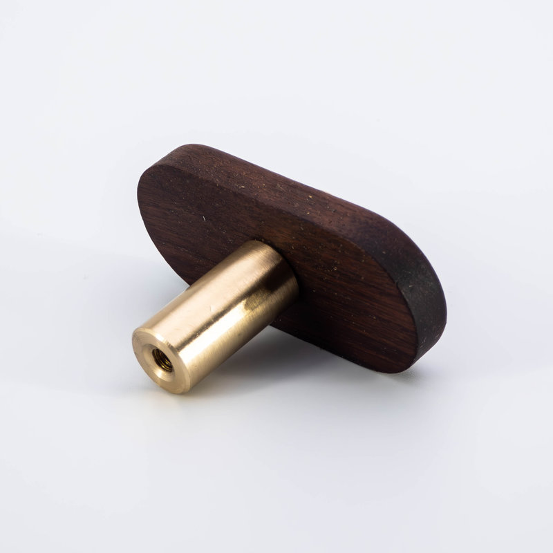 Modern Wood And Solid Brass Cabinet And Drawer T-Bar Pull