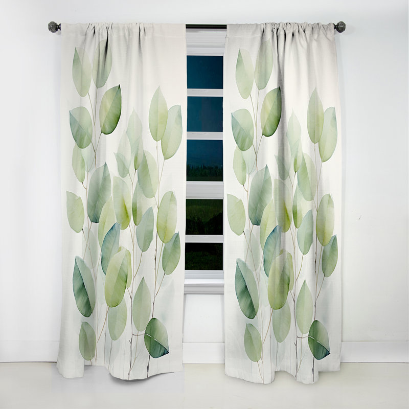 Garren - Rideau à feuilles - Rideau occultant à motif floral - 1 panneau, L 52 po x L 95 po
