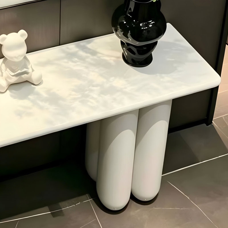 Console moderne de style nordique, 33.5" H x 78.7" W x 15.7" D, Cream white, Cream white, Cream white