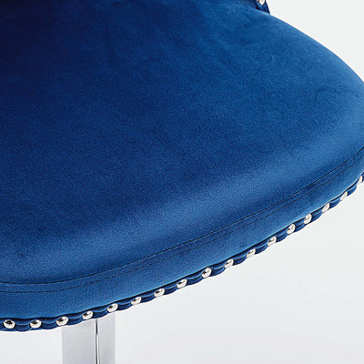 Tabourets de bar pivotants en velours à hauteur de siège réglable, tabourets de bar rembourrés modernes à base chromée avec dossier capitonné confortable, ensemble de 2