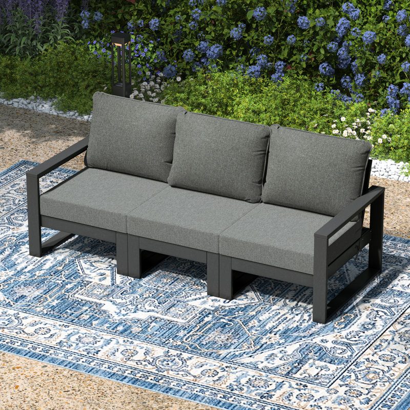 Outdoor Patio Sofa With Frame, Gray, Gray