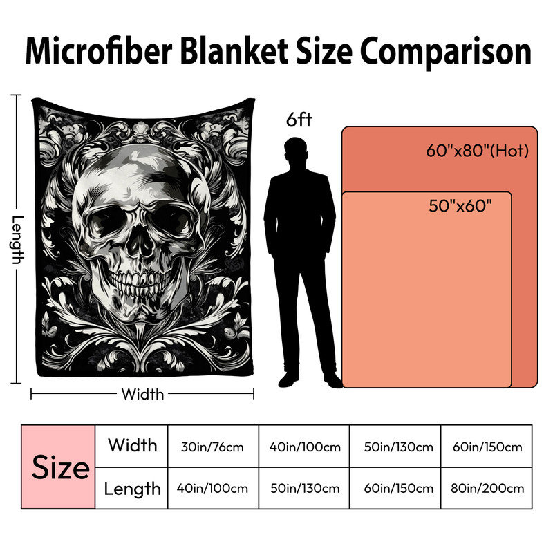 Couverture simple en flanelle JYK Halloween, Floral Skull Design