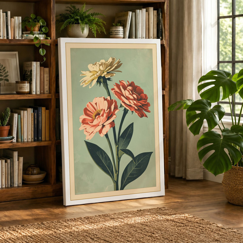 Carnation Arrangement Botanical - Wrapped Canvas, 24x16 - 61.0 x 40.6 cm, White Border