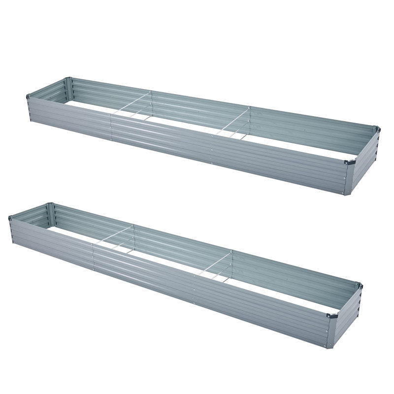 Lafayette Rectangular Galvanized Metal Raised Garden Bed, 12" H x 144" W x 24" D, Gray