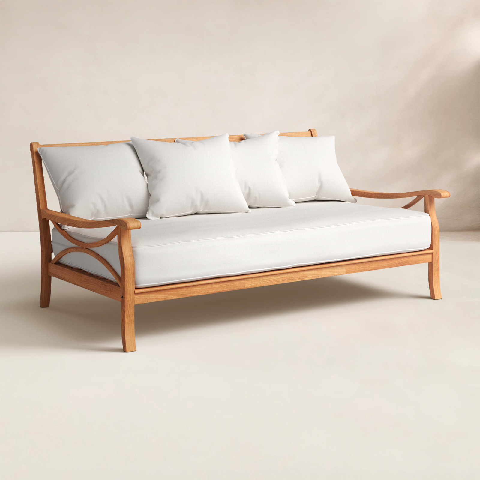 Brunswick 79" Teak Patio Daybed, Beige