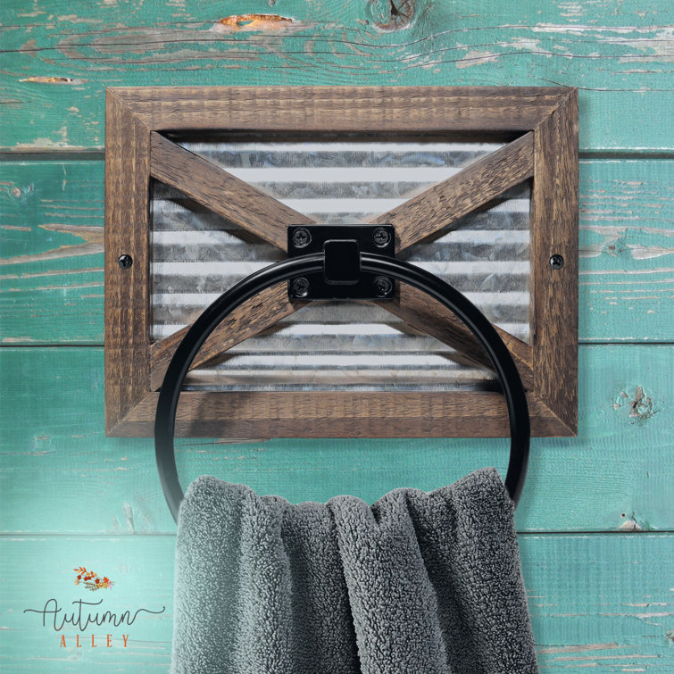 Autumn Alley Industrial Farmhouse Wall Mounted Galvanized Paper Towel Holder with Shelf